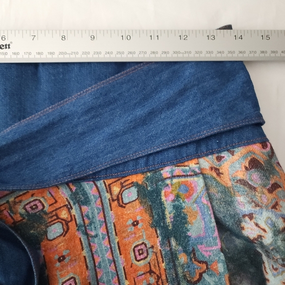 Pilcro Bohemian Blue Patterned Denim Midi Skirt - Picture 6 of 7